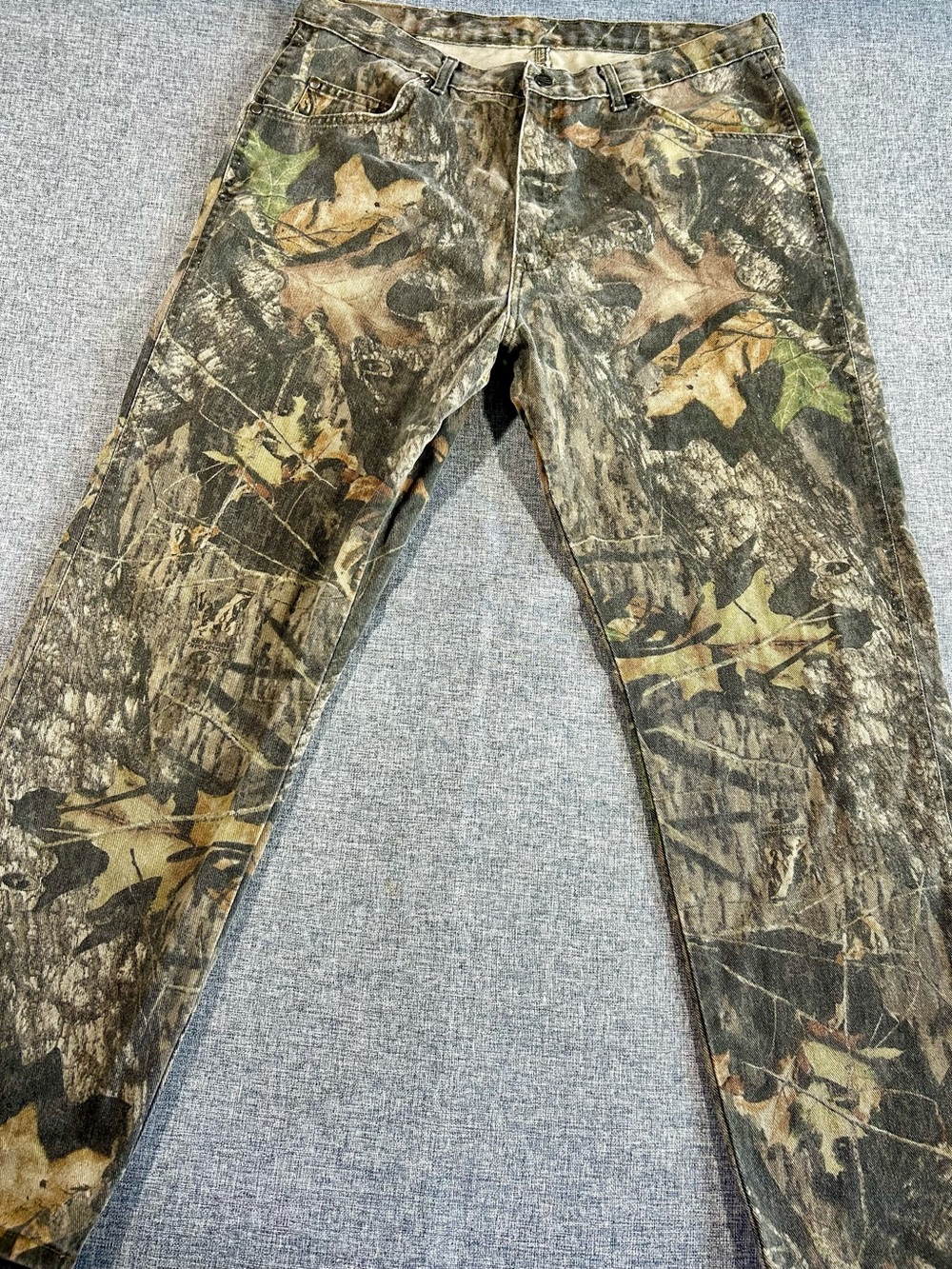 Men's Vintage Straight Camo Hunting Jeans in Green/Brown